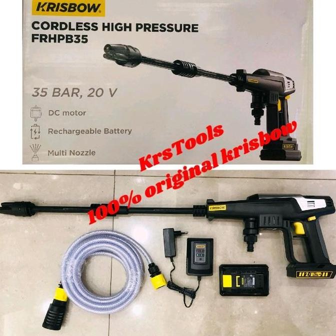 Krisbow Cordless Jet Washer Cleaner 35 Bar 20V - Ringan Dengan Handle