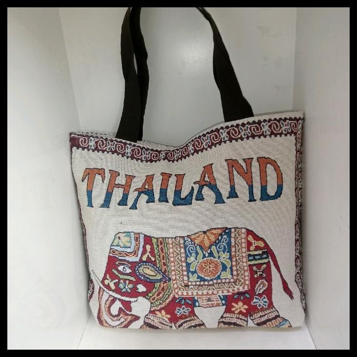 Tas Tote Bag Wanita Etnik Thailand Jumbo Karakter Kanvas Totebag Terlaris