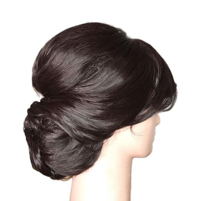 Wig sanggul full satu kepala warna dark Brown