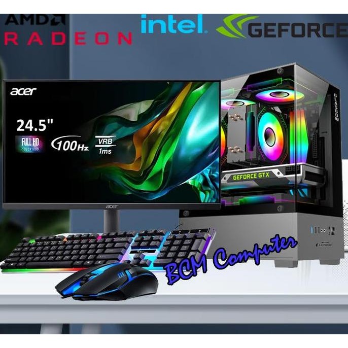 Pc Rakitan Lengkap Core I5 10400F/Monitor 24"/Full Set Siap Pakai New Stok