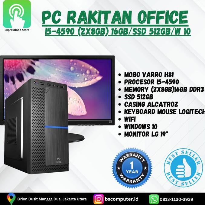 Opc Pc Rakitan Office/Server Core I5 4590 Include Monitor New Stok