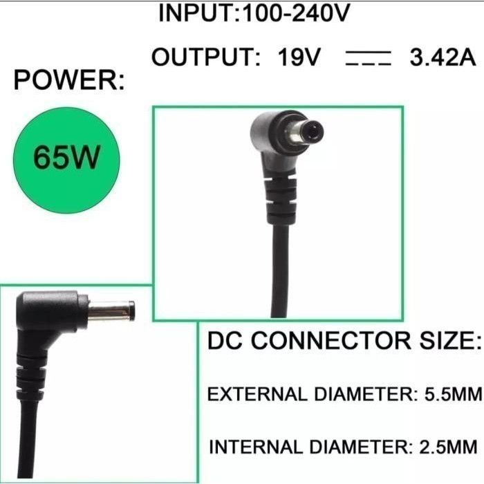 Adaptor Charger Laptop Toshiba 19V 3.42A 5.5*2.5 Original N17908 V85