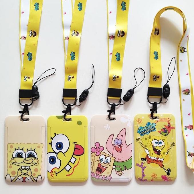 

READY ID Card Holder Name Tag Lanyard Kalung Kartu Kartun Spongebob Patrick NEW