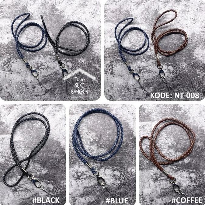 

READY Tali Lanyard Name Tag ID Card Strap PU Leather Braided Deluxe NT-008 NEW