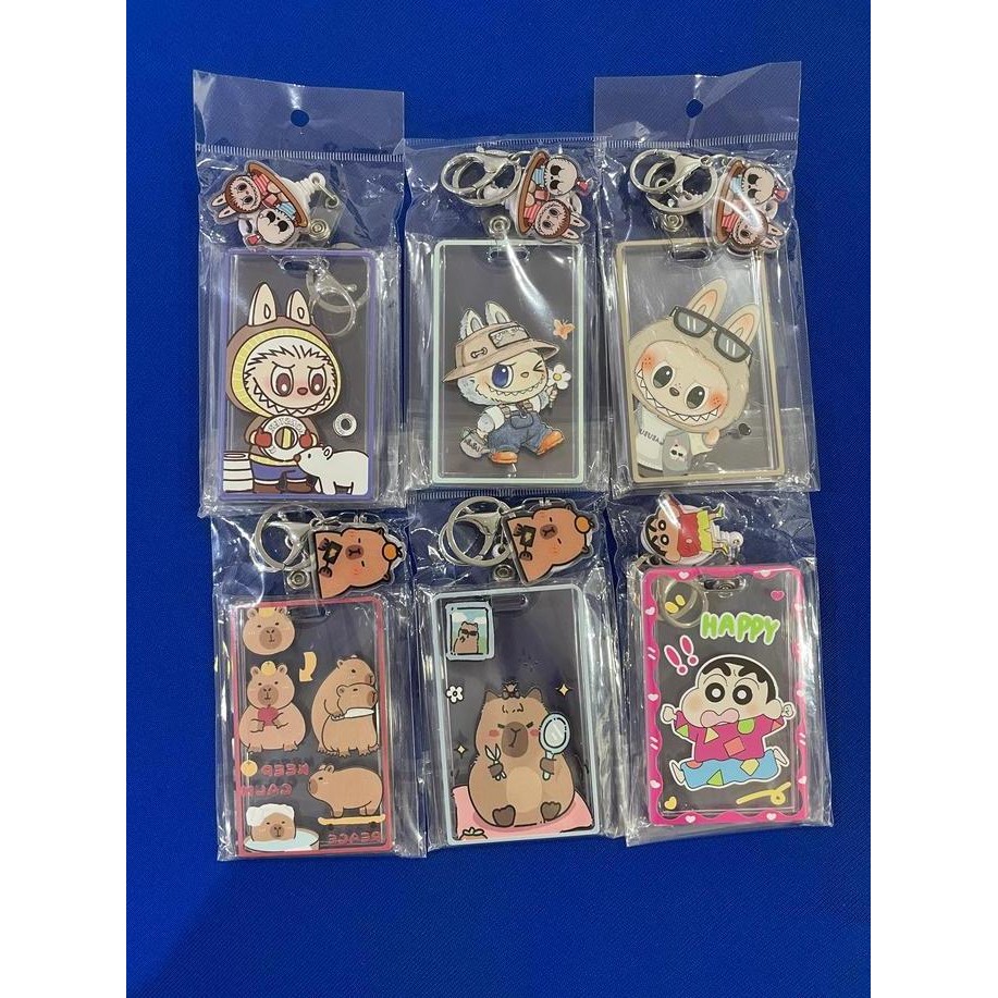 

READY Name Tag Card Holder/Lanyard Pendant Akrilik/Tempat Flazz/E-Money Motif Labubu/Disney/Crayon Shin Chan/ig NEW
