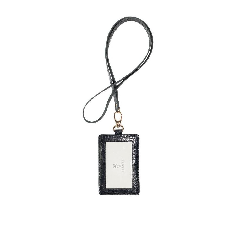 

READY ID Card Name Tag Lanyard Kulit Asli STARKE Leather Fury Chital Black NEW