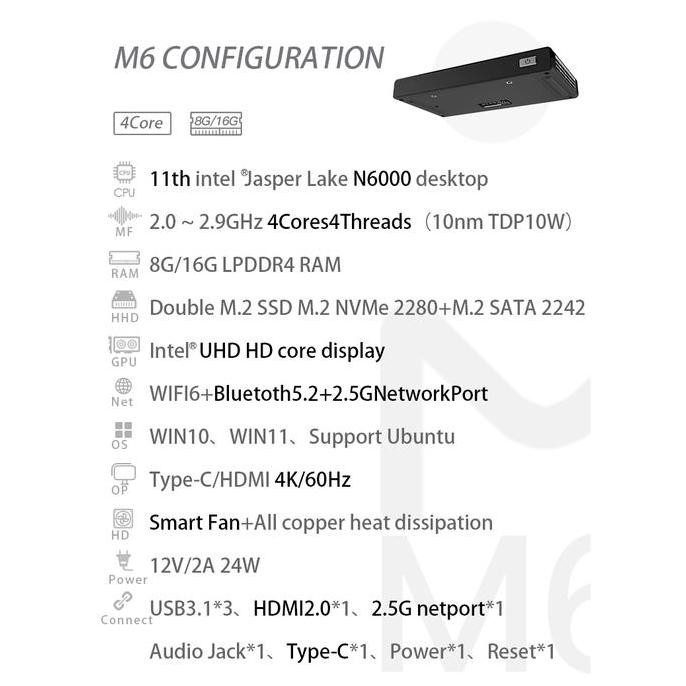 Morefine M6 Mini Pc Windows 11 Intel N6000 16/512Gb Nvme Ssd Wifi 6 New Stok