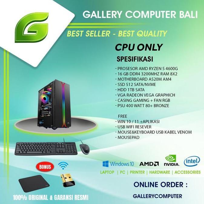 ( Cpu Only ) Komputer Rakitan Ryzen 5 4600G New Stok