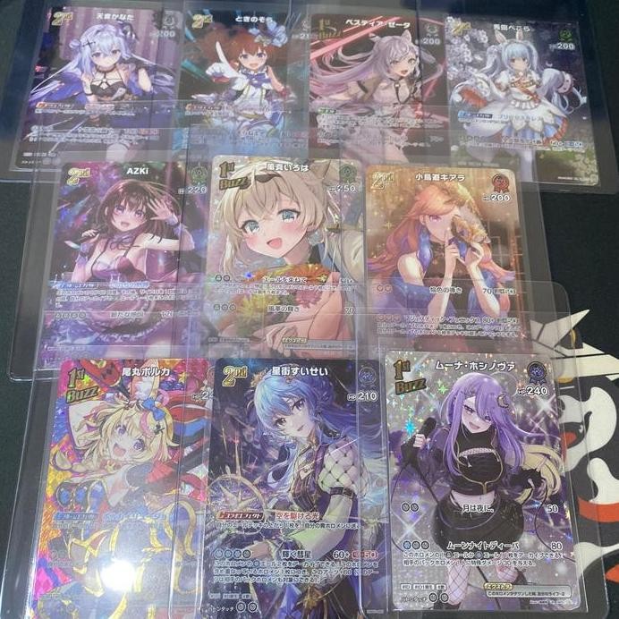 Kartu Hololive OCG hBP01 Blooming Radiance UR Holo - 1st / 2nd Buzz - Amane Kanata / Tokino Sora / V