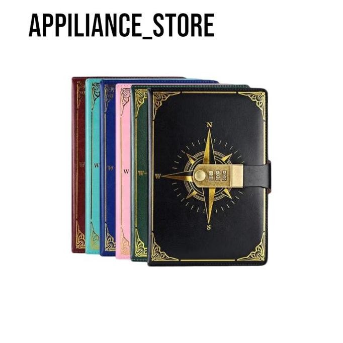 

READY Buku Jurnal Leather Notebook Diary A5 300 Halaman with Lock - JJ-03 - Appiliance_Store NEW