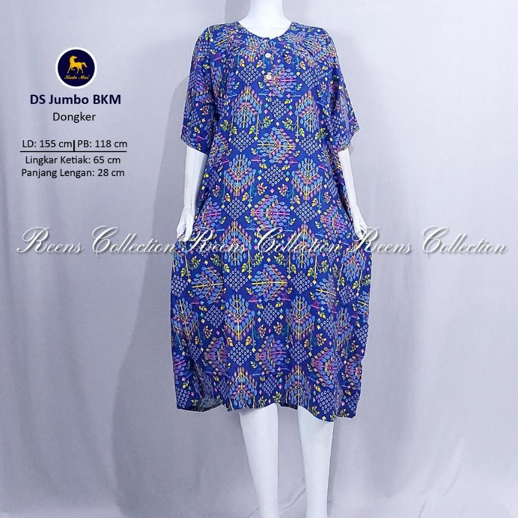 READY Batik Kuda Mas Daster JUMBO LD-150cm Daster Tangan Pendek Di Bawah Lutut 2 Kancing Depan Tidak