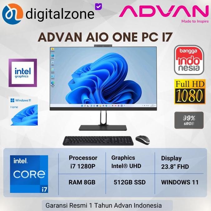 Advan Aio Pc I7 1255U 8/512Gb W11 2.38"Fhd Aio Advan I7 New Stok