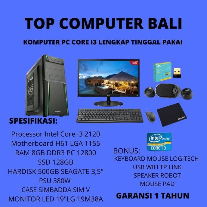 Komputer Rakitan Pc Core I3 Ram 8Gb Lengkap Tinggal Pakai New Stok