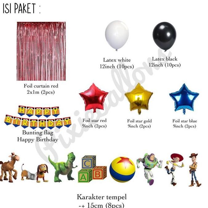 PAKET DEKORASI TOY STORY BIRTHDAY ULANG TAHUN WOODY HIASAN BALON