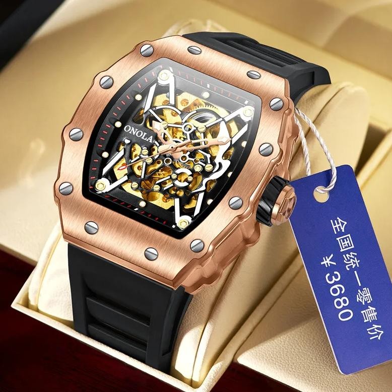 Luxury Watch Men  Brand  ONOLA Automatic Mechanical Men's Watch Waterproof Gold Wristwatch