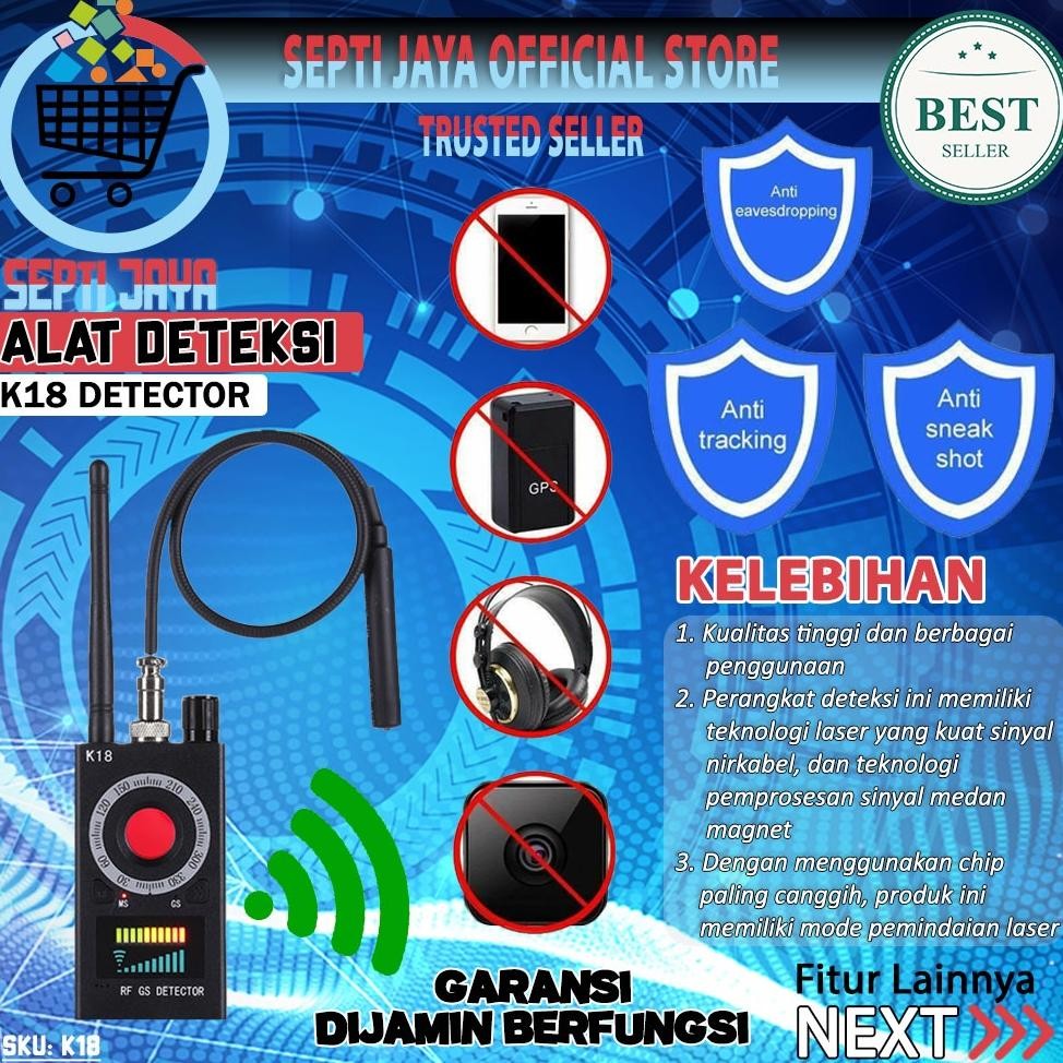 NEW RF Detector Signal K18 Alat Pendeteksi Anti Spy GSM Kamera Tersembunyi Pelacak GPS GSM Privasi B