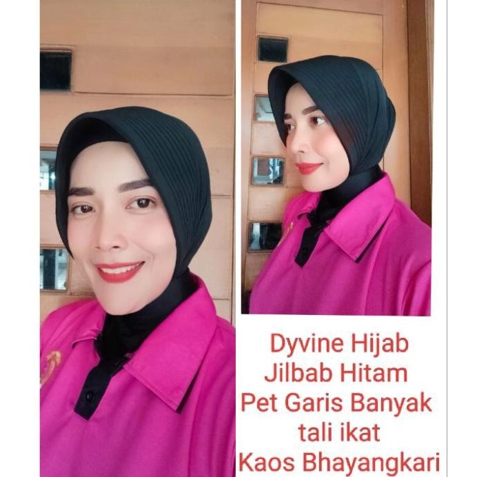 Jilbab Dinas Hitam Olahraga Bhayangkari Jilbab Hitampet Garis Banyak