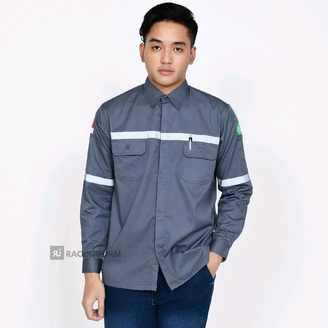 BAJU KERJA PROYEK/SERAGAM KERJA LAPANGAN/KEMEJA SAFETY LENGAN PANJANG/BAJU PROYEK SAFETY/BAJU WEAACK