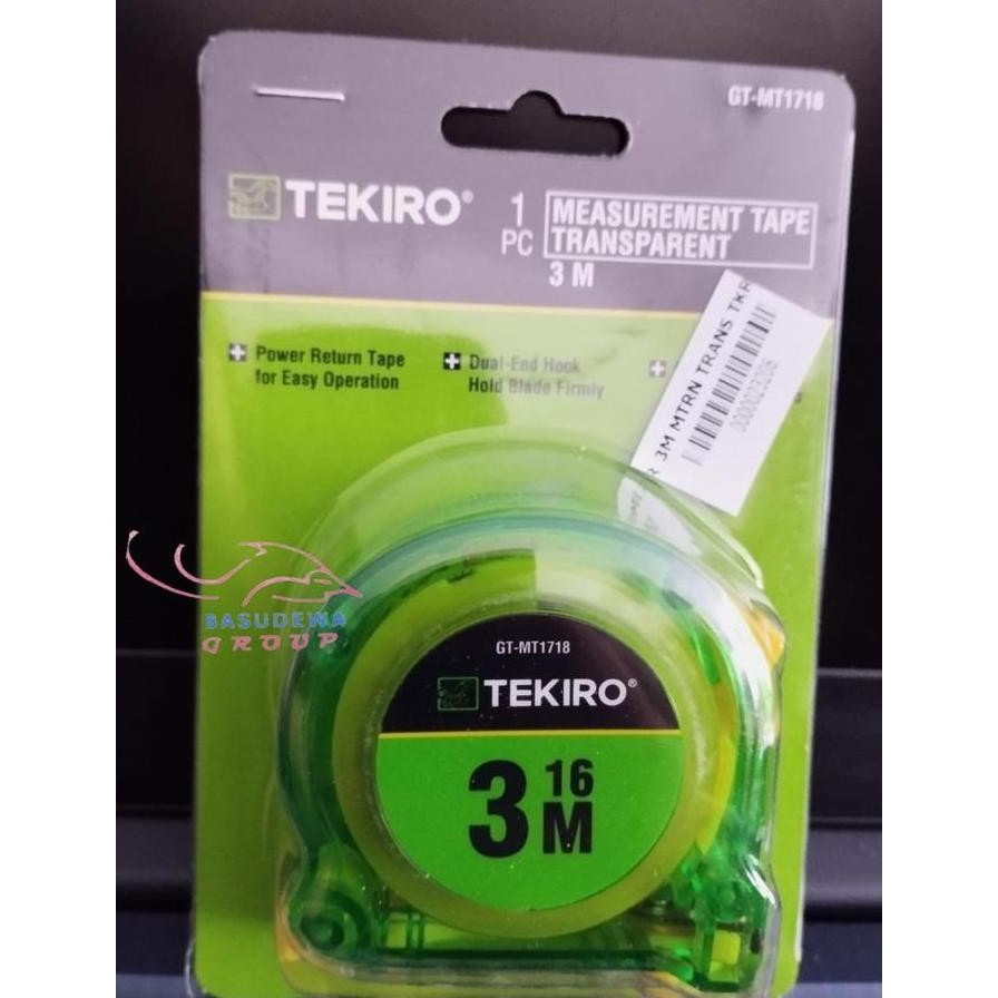 Tekiro Meteran Transparant 3 M / Meteran Tangan 3M / Meteran