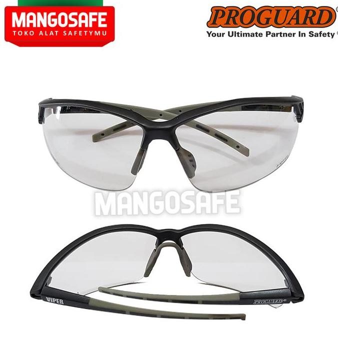 Kacamata Safety Proyek Putih PROGUARD VIPER / Safety Glass Sport Fashion Clear Lens Kaca mata Bening