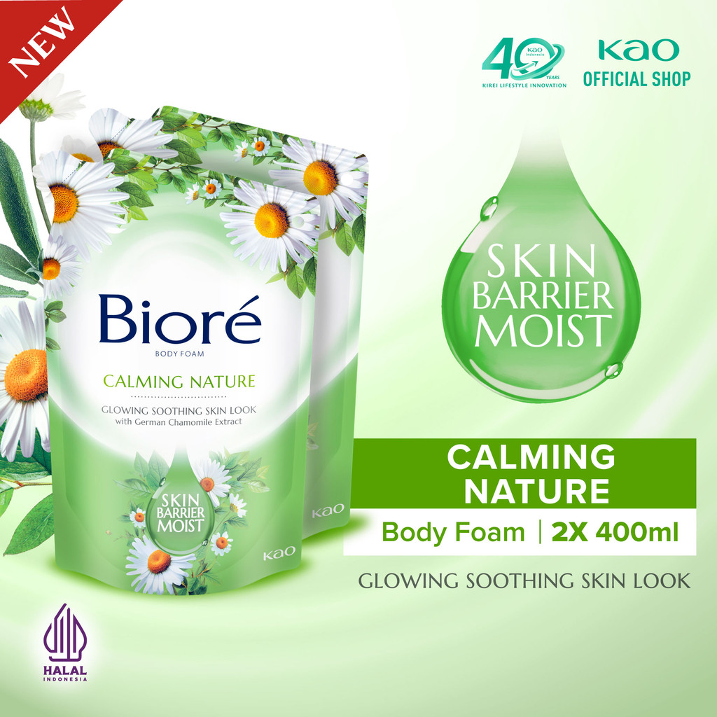 Biore Body Foam Sabun Mandi Cair Calming Nature Pouch 400ml Twinpack