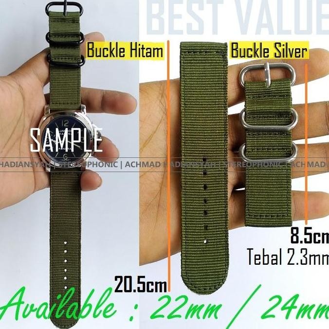 Tali Jam SEIKO Kanvas 22mm - Tali Jam NATO Swiss Army Kanvas 24mm