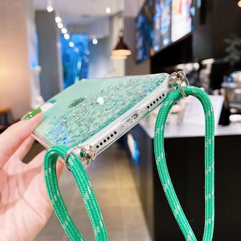 Best Seller Caseabc - Clear Glitter Case Transparant Dengan Tali Leher Oppo A7/A5S  A31 2020 A53/132