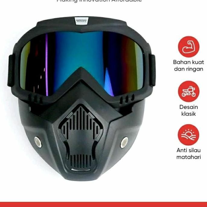 TERLARIS Original TaffSPORT BOLLFO Kacamata Motor Cross GM Retro Anti Glare Windproof Siap kirim