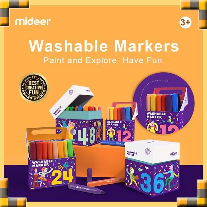

Mideer Washable Marker Colorful Box Spidol Bisa Dihapus Isi 12 Dan 24