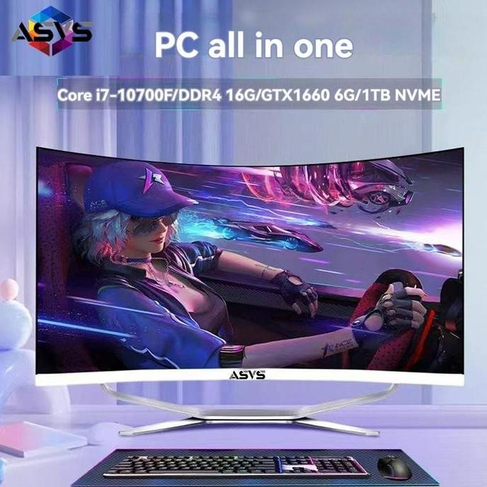 NEW KOMPUTER PC ALL-IN-ONE BARU LAYAR LENGKUNG GAMING 24 INCI CORE I3/I5/I7 RAM 16GB SSD 1TB KOMPUTE