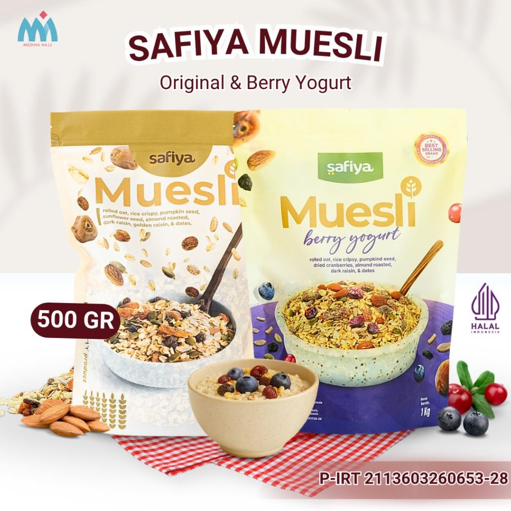 

Muesli Sereal 500 Gr Safiya | Original Berry Yogurt Snack Diet Sereal Sarapan Sehat