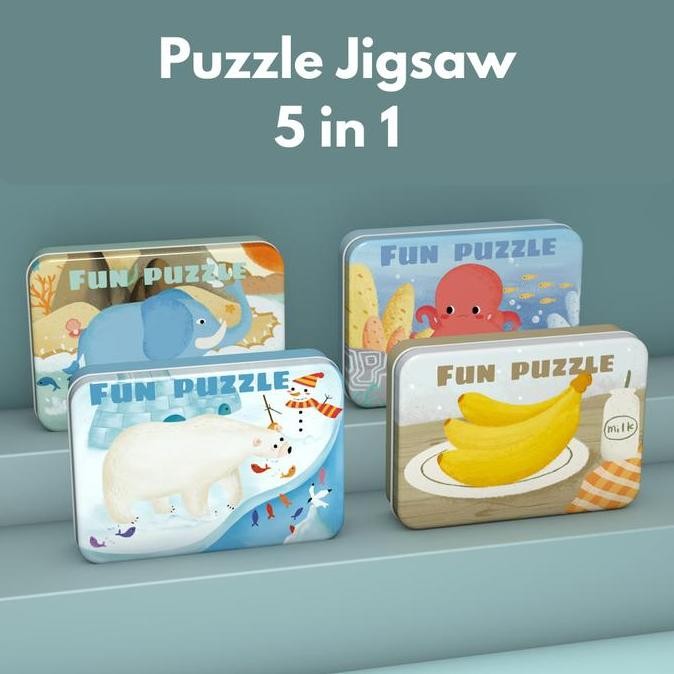 Mainan Edukasi Anak Perempuan Laki Laki 2 3 4 Tahun Jigsaw Puzzle 5In1