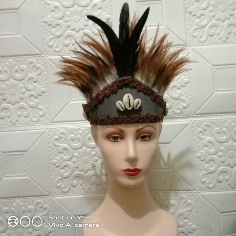 Pcs Aksesoris Kepala Bulu Kerang Kuwuk Elastis Lurik Coklat Hitam & Putih