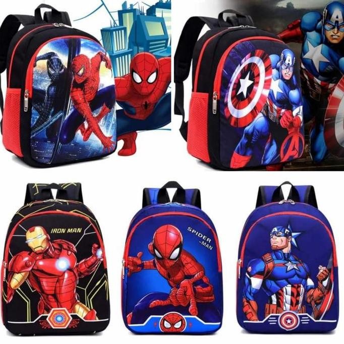 

Spesial Tas Ransel Anak Cowok Impor Motif Spiderman. Captain Amerika, Ironman
