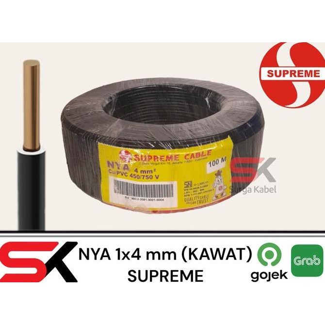 TERMURAH - NYA 1x4mm SUPREME/ KABEL GROUNDING 1 x 4 mm/ KABEL NYA/ TUNGGAL 4mm