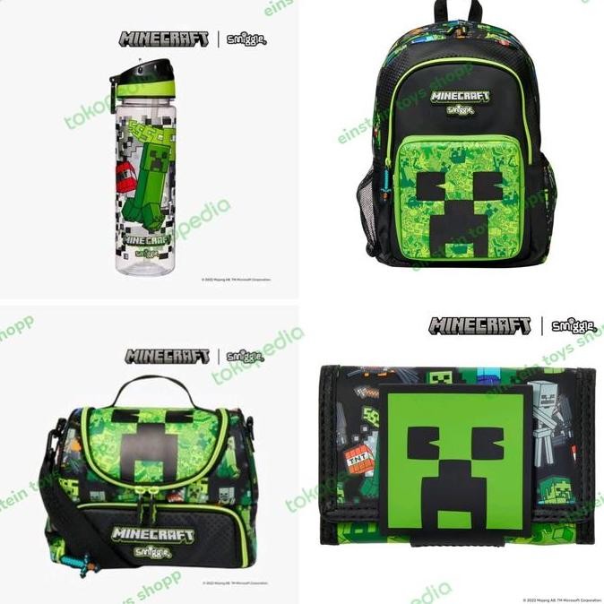 

Terjangkau Smiggle Minecraft Backpack, Lunch Bag, Wallet, Botol Minum/ Ori/Ready