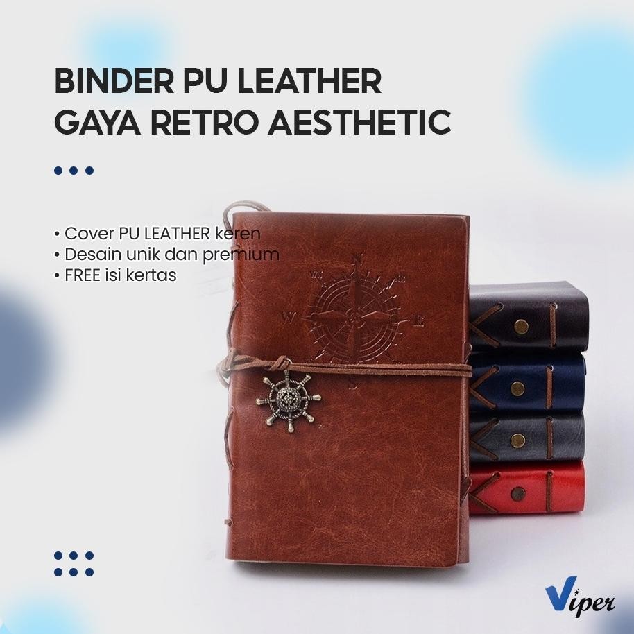 

Buku Catatan Notebook A5 A6 Buku Diary Aesthetic Gaya Retro Binder Unik Cover Kulit Pu Leather