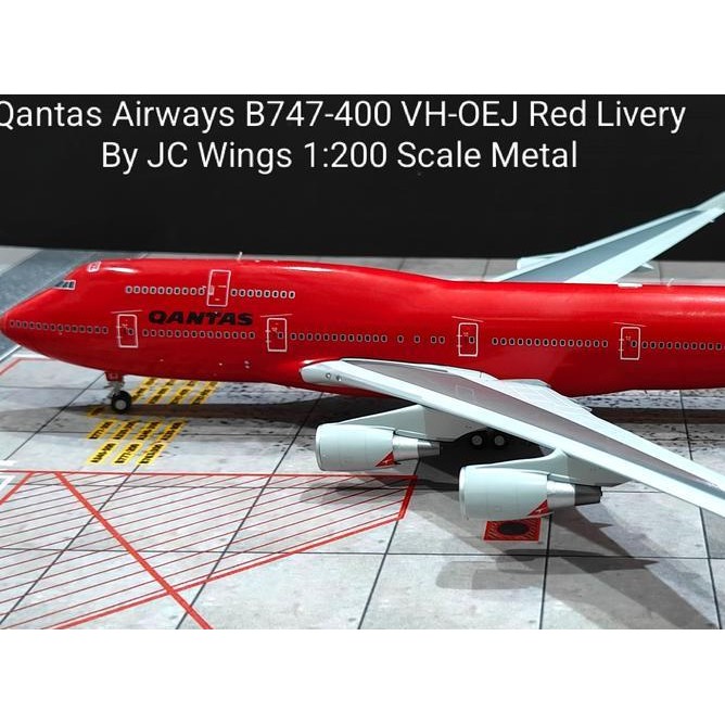 Qantas Airways B747-400 Vh-Oej Red Livery By Jc Wings 1:200 Scale