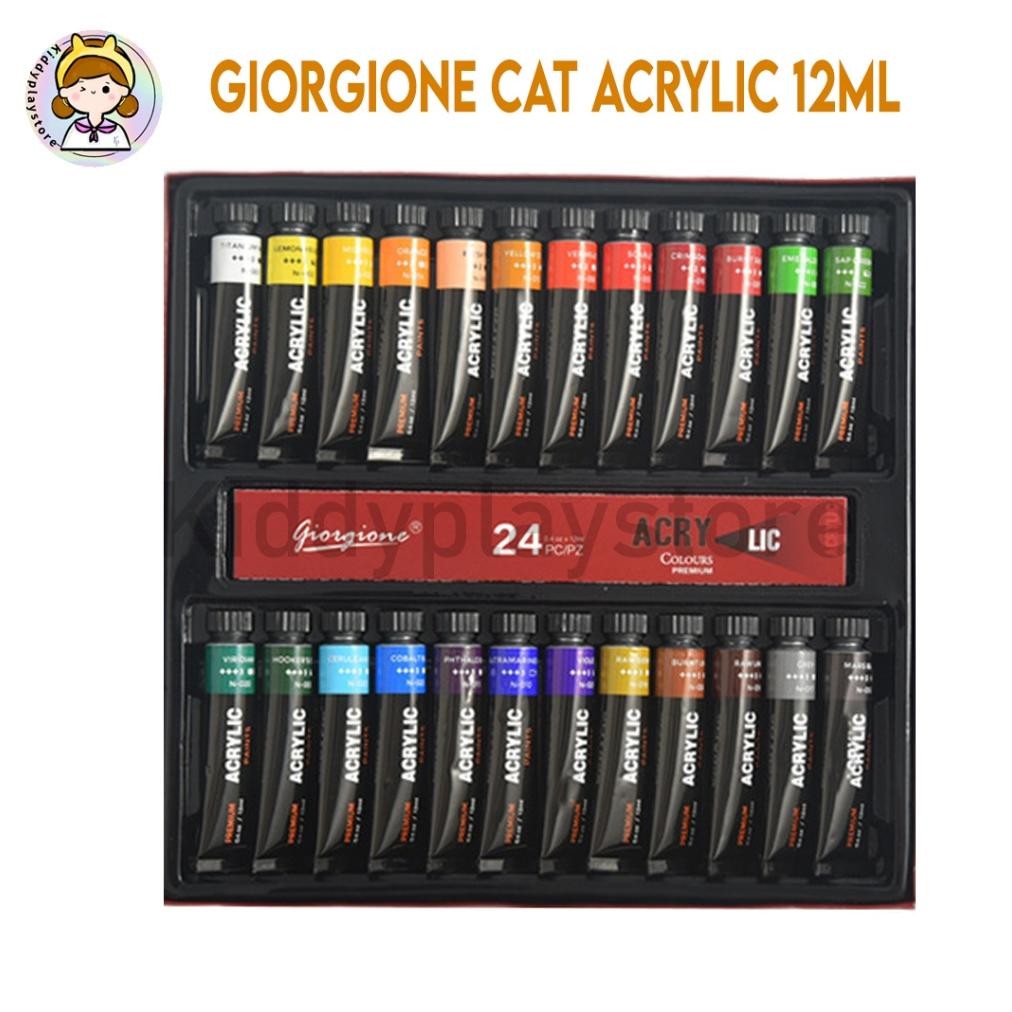 

Giorgione Watercolor Acrylic Paint Set Paket Cat Air 12/24 Warna 12ml/botol Akrilik