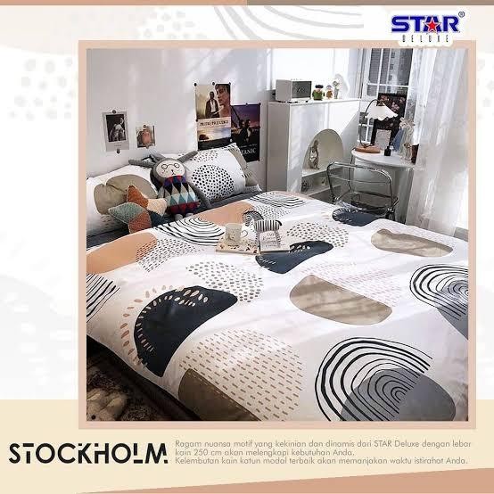 BEST SELLER Sprei(TanpaBC)UK90x200 - 200x200 Katun Lokal Star Motif STOCKHOLM