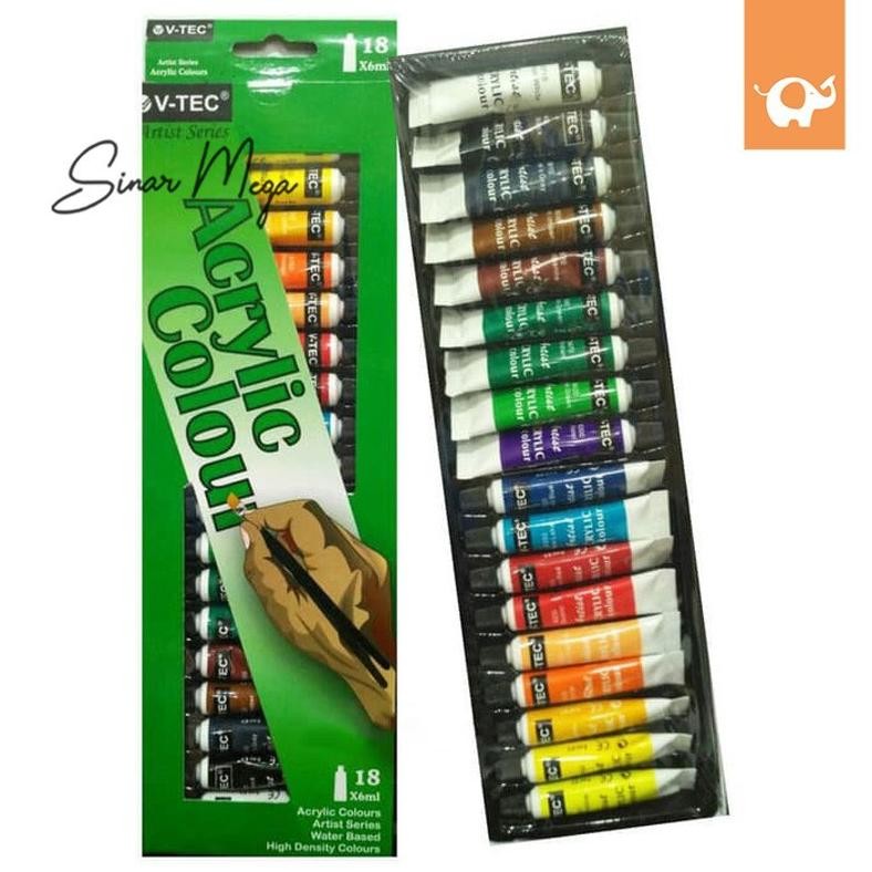 

V-Tec Vtec Acrylic Colour VT-618/A 18 Color 6ML / Akrilik Warna Murah Berkualitas