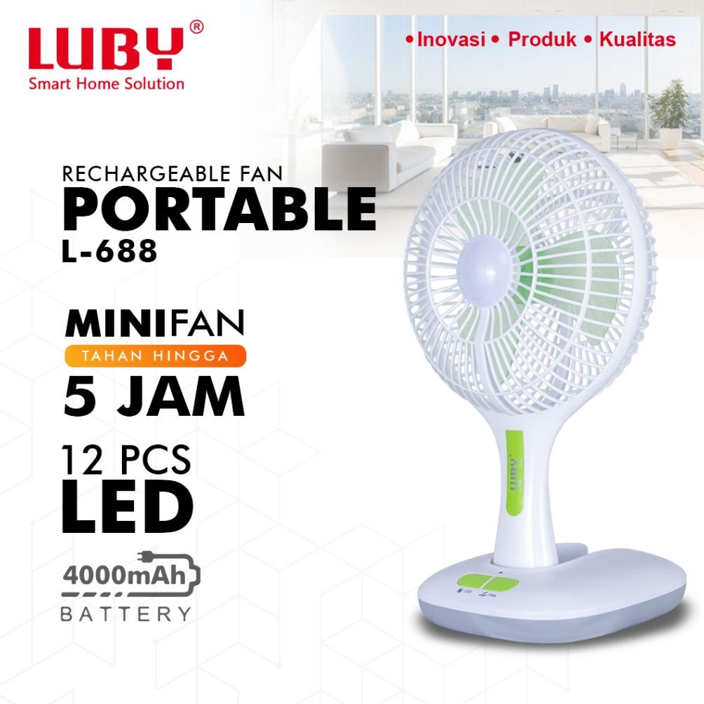 Kipas Lampu Emergency Luby L688 Cas Ulang 6inch L-688