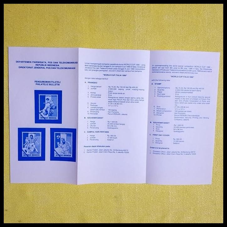 

HOT DEAL PRANGKO INDONESIA. SHP PIALA DUNIA SEPAK BOLA WORLD CUP ITALIA '90 !!