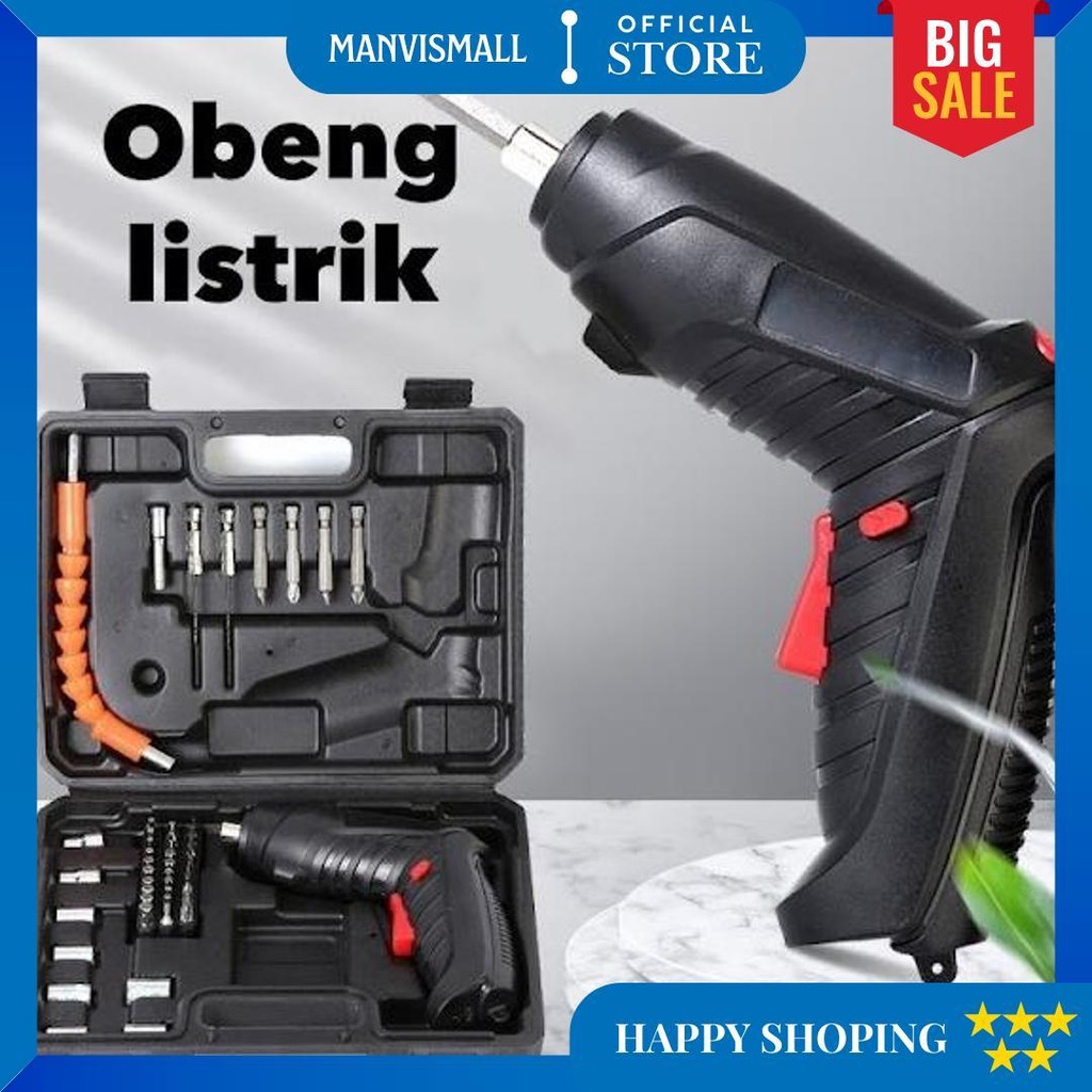 Mesin Obeng Listrik Bor Cordless Tanpa Kabel Satu Set Koper Terlaris