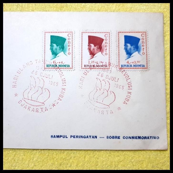

HOT DEAL PRANGKO INDONESIA 1965. SAMPUL DENGAN PRANGKO PRESIDEN SOEKARNO C.T. CONEFO ~ PERSAHABATAN INDONESIA - CUBA !