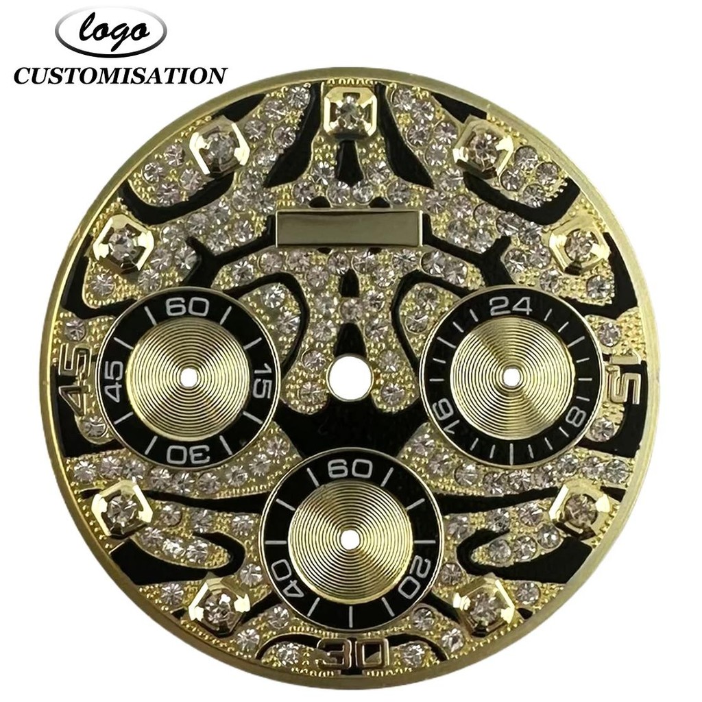 Customised Logo 29mm Dial Tiger Diamond Dial Quartz Dial Chronograph Accessories For VK63 Calibre