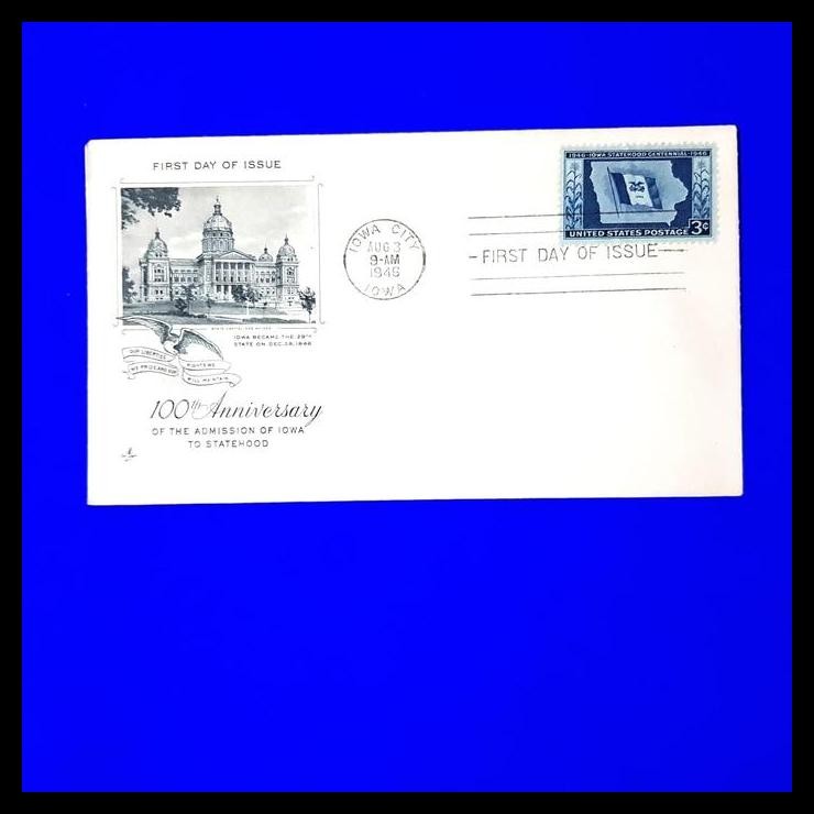 

TERBARU PERANGKO AMERIKA. FDC BENDERA. IOWA STATEHOOD CENTENNIAL 1846-1946 !!
