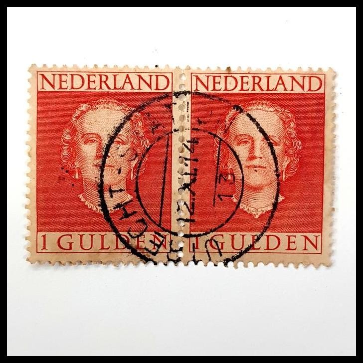 

GRATIS ONGKIR PRANGKO NEDERLAND. RATU JULIANA 1 GULDEN, PAIR. CAP UTRECHT - STATION !!