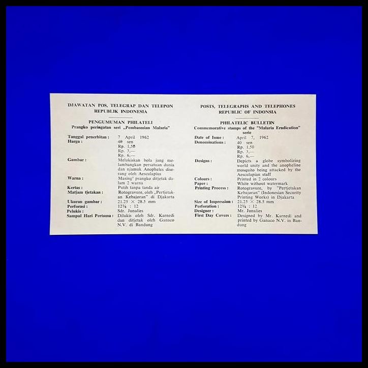 

TERMURAH PERANGKO/PRANGKO INDONESIA 1962. SHP DUNIA BERSATU MELAWAN MALARIA !