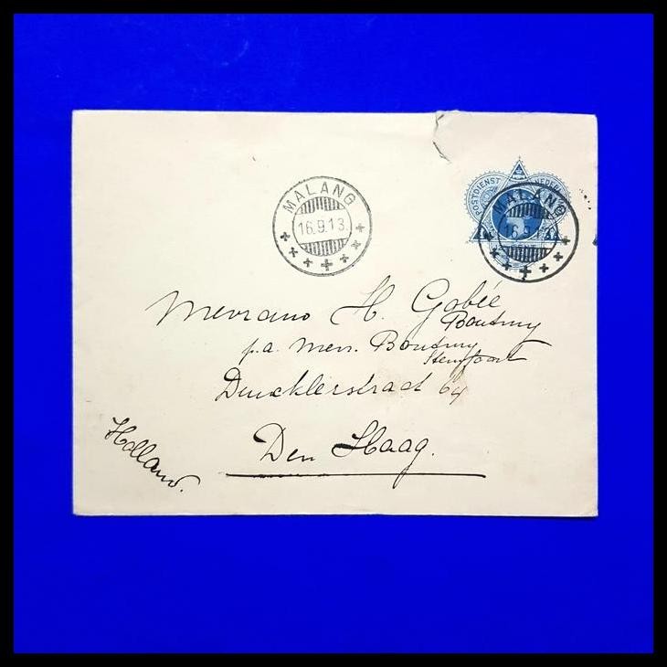 

GRATIS ONGKIR AMPLOP NED INDIE WILHELMINA SEGITIGA. 1913. DARI MALANG KE DEN HAAG
